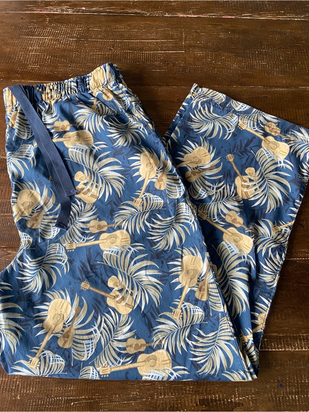 Caribbean Joe Men’s Blue Tropical Guitar Pajama Pants Lounge Sleep Size L